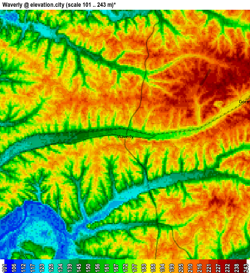 Zoom OUT 2x Waverly, United States elevation map