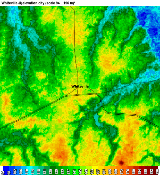 Zoom OUT 2x Whiteville, United States elevation map