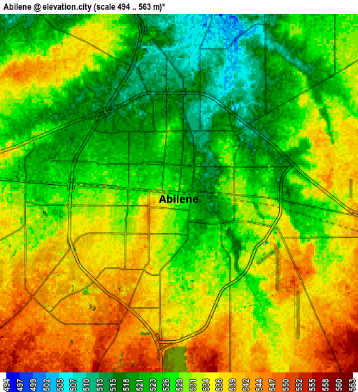 Zoom OUT 2x Abilene, United States elevation map