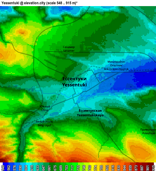 Zoom OUT 2x Yessentuki, Russia elevation map