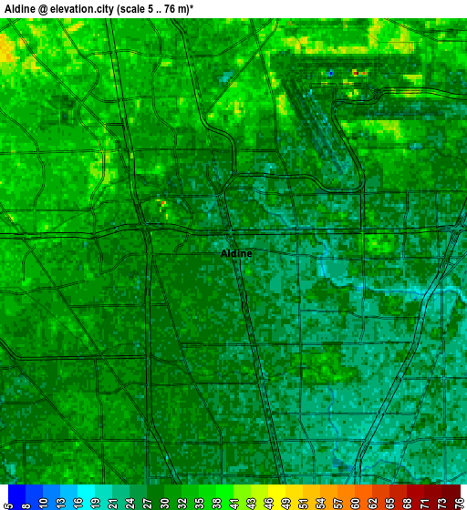 Zoom OUT 2x Aldine, United States elevation map