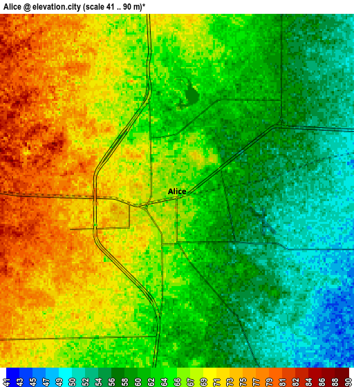 Zoom OUT 2x Alice, United States elevation map