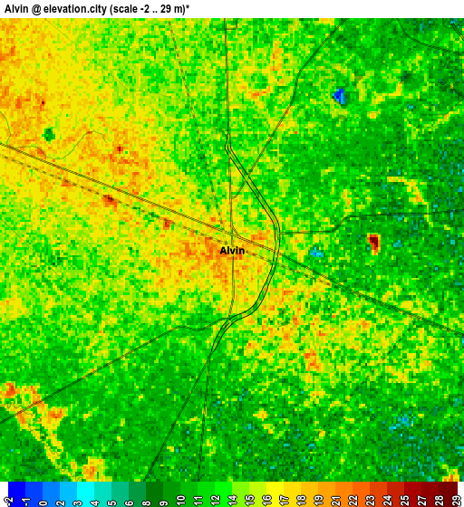 Zoom OUT 2x Alvin, United States elevation map