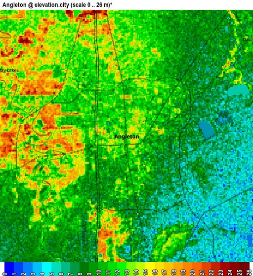 Zoom OUT 2x Angleton, United States elevation map