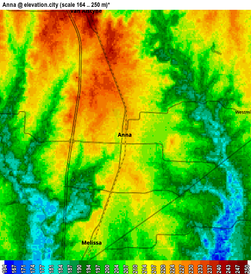 Zoom OUT 2x Anna, United States elevation map