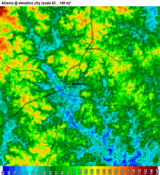 Zoom OUT 2x Atlanta, United States elevation map