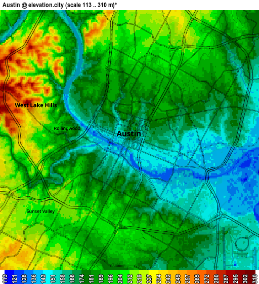 Zoom OUT 2x Austin, United States elevation map