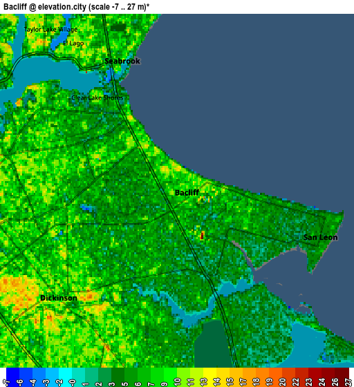 Zoom OUT 2x Bacliff, United States elevation map