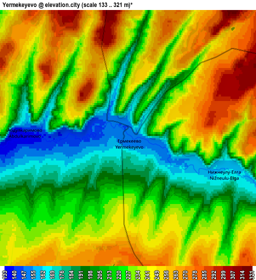 Zoom OUT 2x Yermekeyevo, Russia elevation map