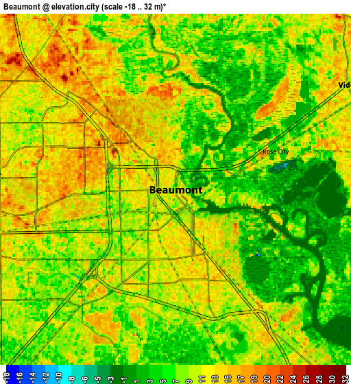 Zoom OUT 2x Beaumont, United States elevation map