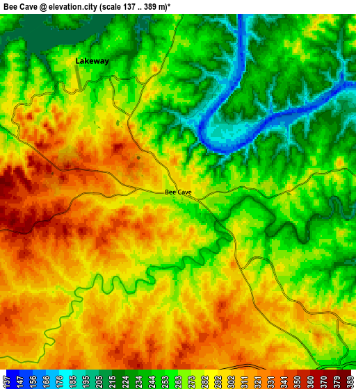 Zoom OUT 2x Bee Cave, United States elevation map