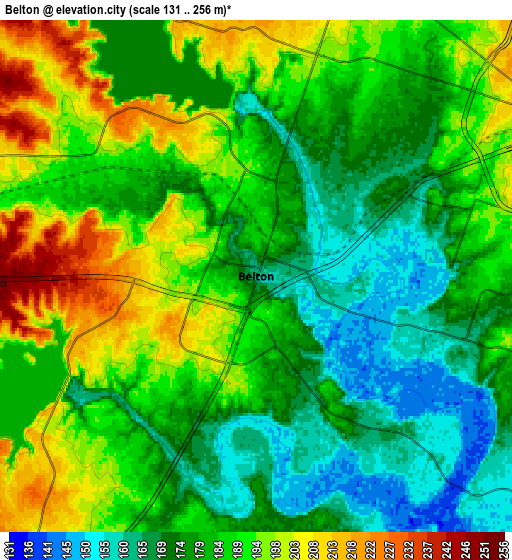 Zoom OUT 2x Belton, United States elevation map