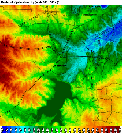 Zoom OUT 2x Benbrook, United States elevation map
