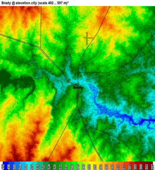 Zoom OUT 2x Brady, United States elevation map