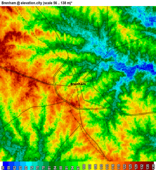 Zoom OUT 2x Brenham, United States elevation map