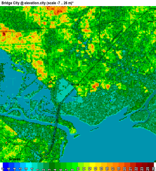 Zoom OUT 2x Bridge City, United States elevation map