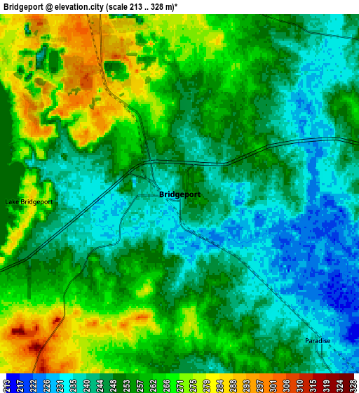 Zoom OUT 2x Bridgeport, United States elevation map