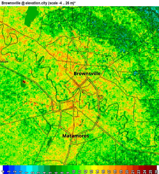 Zoom OUT 2x Brownsville, United States elevation map
