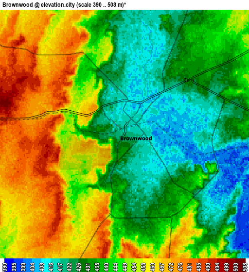 Zoom OUT 2x Brownwood, United States elevation map