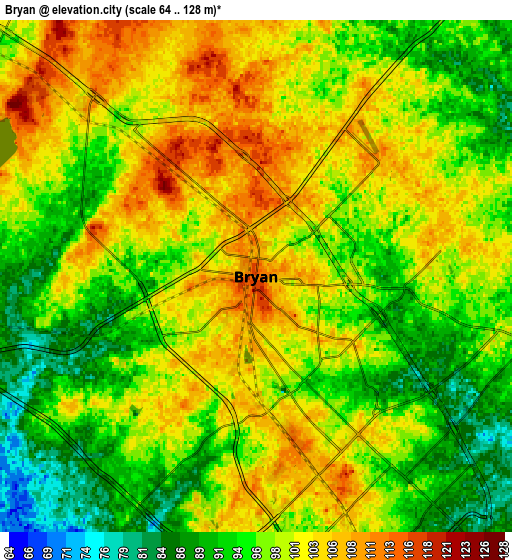 Zoom OUT 2x Bryan, United States elevation map