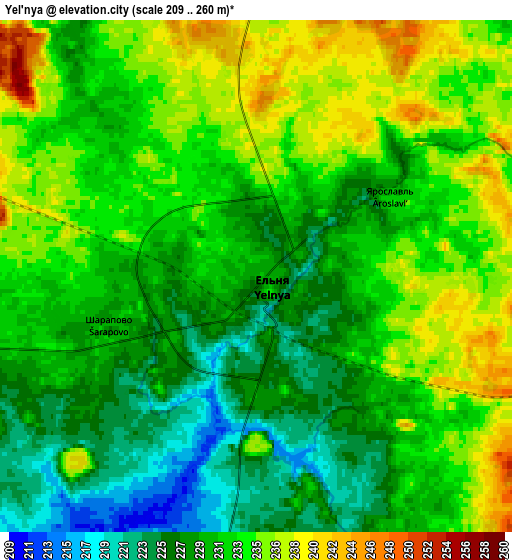 Zoom OUT 2x Yel’nya, Russia elevation map