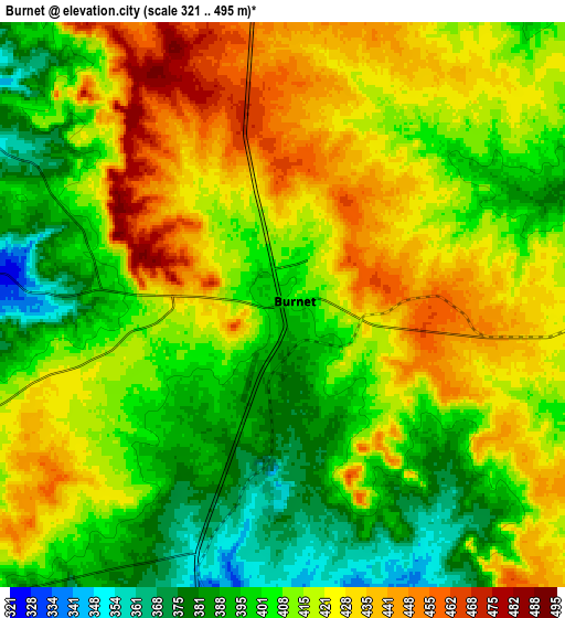 Zoom OUT 2x Burnet, United States elevation map