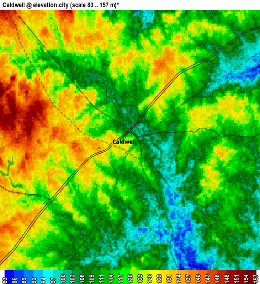 Zoom OUT 2x Caldwell, United States elevation map