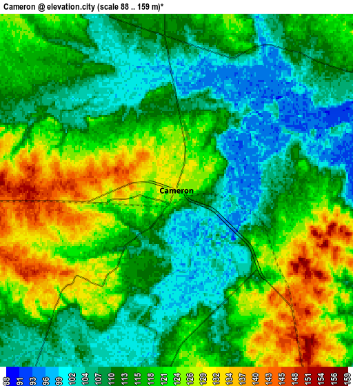 Zoom OUT 2x Cameron, United States elevation map