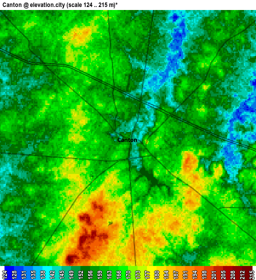 Zoom OUT 2x Canton, United States elevation map