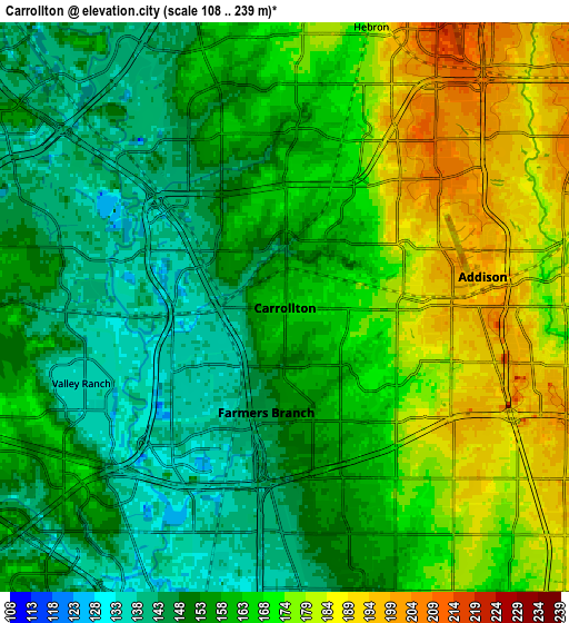 Zoom OUT 2x Carrollton, United States elevation map