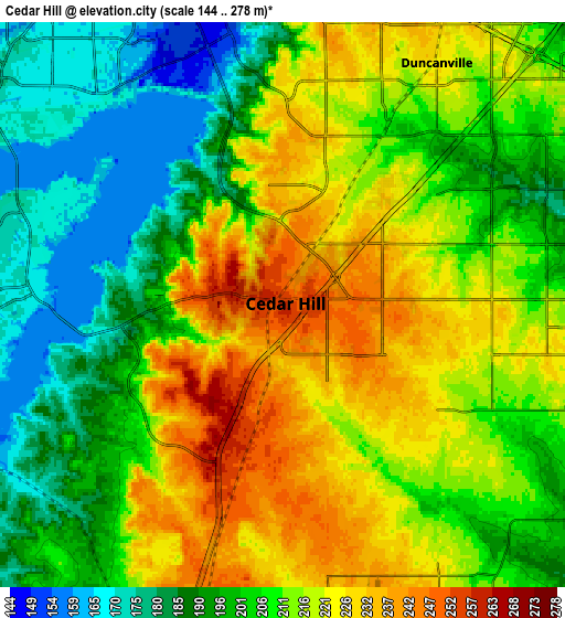 Zoom OUT 2x Cedar Hill, United States elevation map