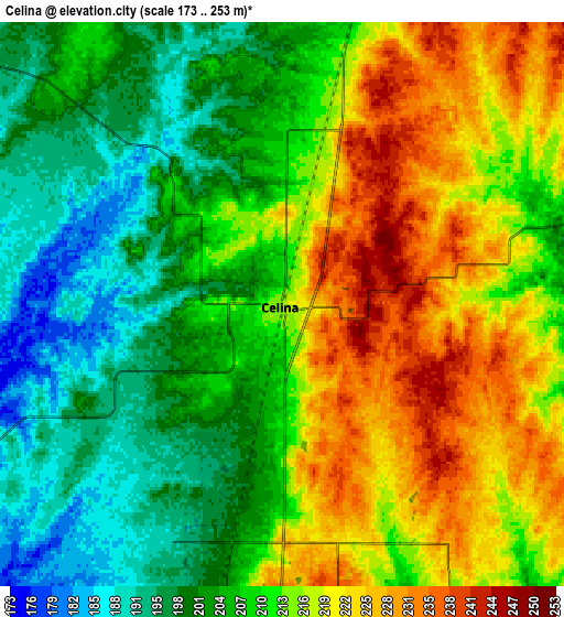 Zoom OUT 2x Celina, United States elevation map