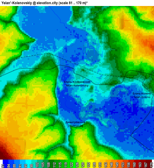 Zoom OUT 2x Yelan’-Kolenovskiy, Russia elevation map