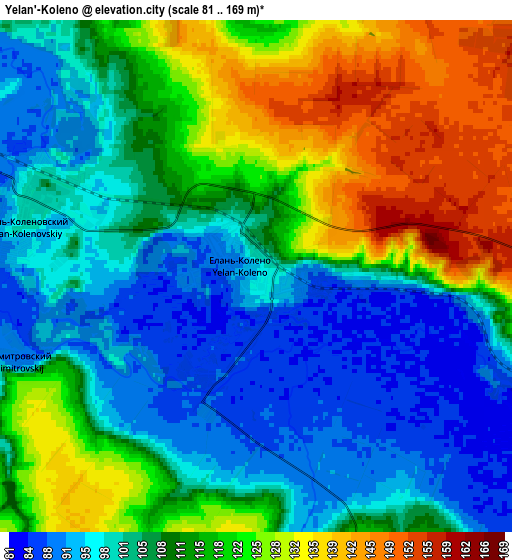 Zoom OUT 2x Yelan’-Koleno, Russia elevation map