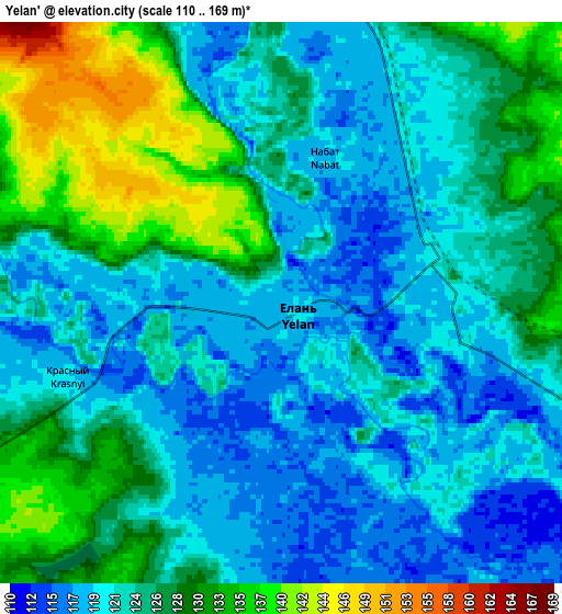 Zoom OUT 2x Yelan’, Russia elevation map