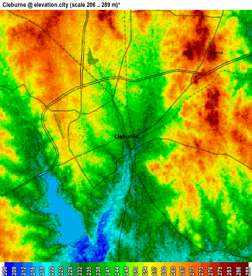 Zoom OUT 2x Cleburne, United States elevation map