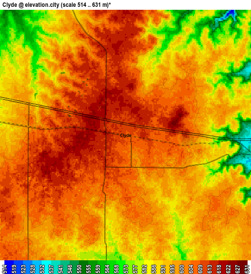 Zoom OUT 2x Clyde, United States elevation map