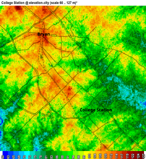 Zoom OUT 2x College Station, United States elevation map