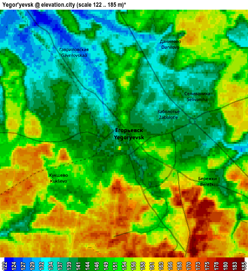 Zoom OUT 2x Yegor’yevsk, Russia elevation map
