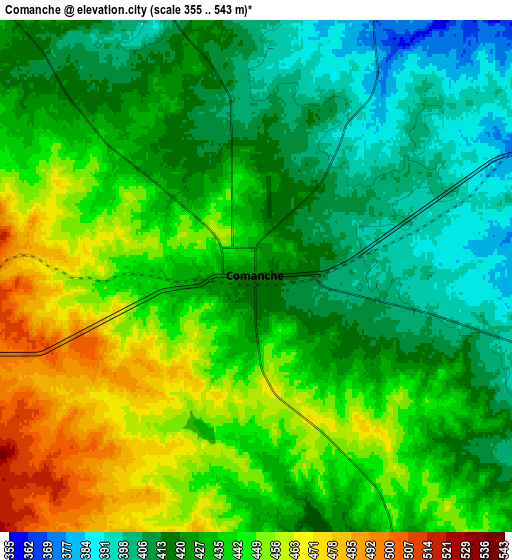 Zoom OUT 2x Comanche, United States elevation map