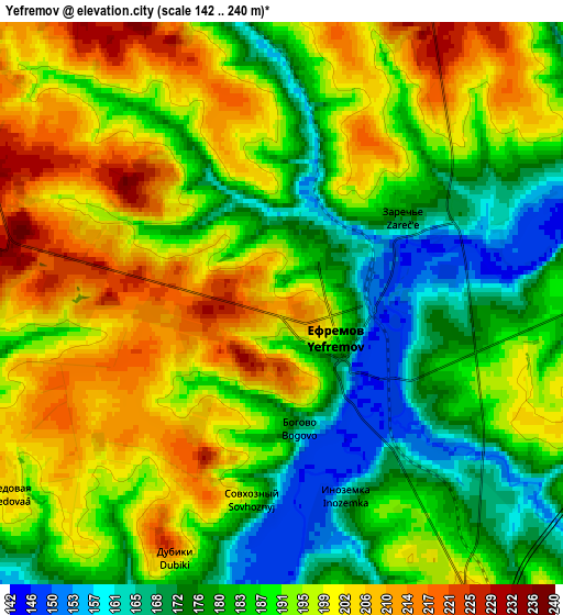 Zoom OUT 2x Yefremov, Russia elevation map