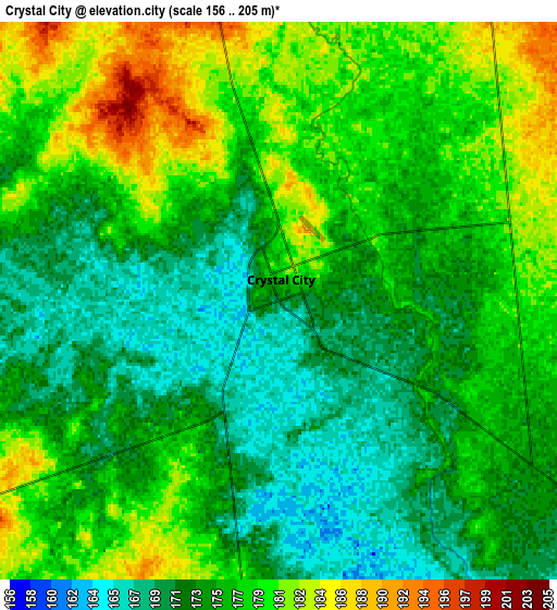 Zoom OUT 2x Crystal City, United States elevation map