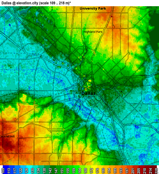 Zoom OUT 2x Dallas, United States elevation map
