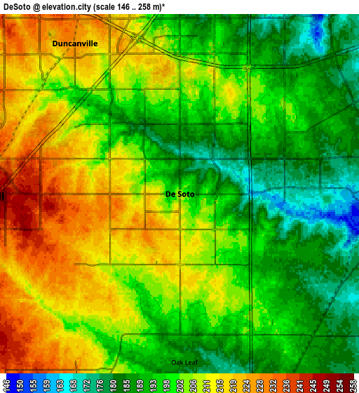 Zoom OUT 2x DeSoto, United States elevation map