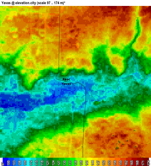 Zoom OUT 2x Yavas, Russia elevation map