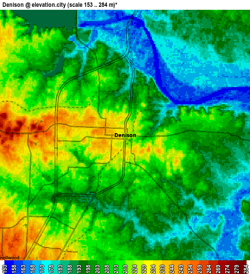 Zoom OUT 2x Denison, United States elevation map