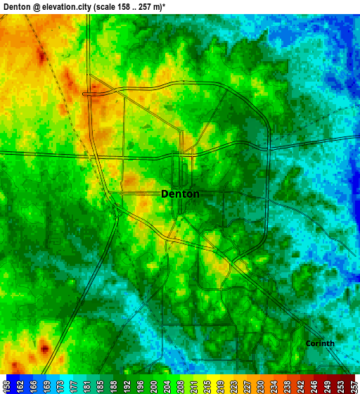 Zoom OUT 2x Denton, United States elevation map