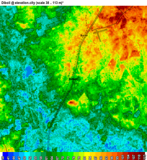 Zoom OUT 2x Diboll, United States elevation map