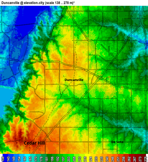 Zoom OUT 2x Duncanville, United States elevation map