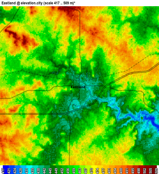 Zoom OUT 2x Eastland, United States elevation map